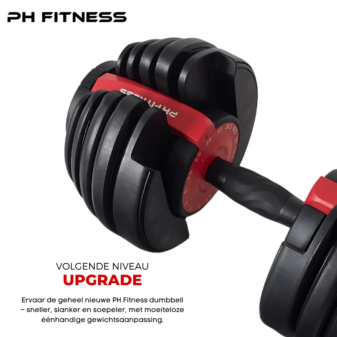 Comnox - PH Fitness - Verstelbare Dumbbells 24kg - Compact & Comfortabel - Duurzaam Staal - Gewichtinstelling tot 24kg - Standaard - Wit