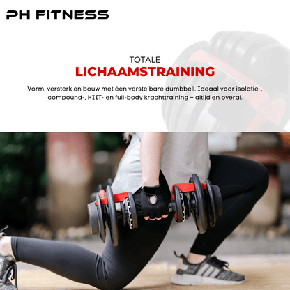 Comnox - PH Fitness - Verstelbare Dumbbells 24kg - Compact & Comfortabel - Duurzaam Staal - Gewichtinstelling tot 24kg - Standaard - Wit