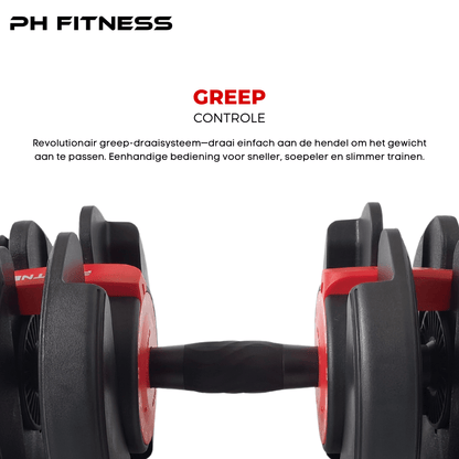 Comnox - PH Fitness - Verstelbare Dumbbells 24kg - Compact & Comfortabel - Duurzaam Staal - Gewichtinstelling tot 24kg - Standaard - Wit