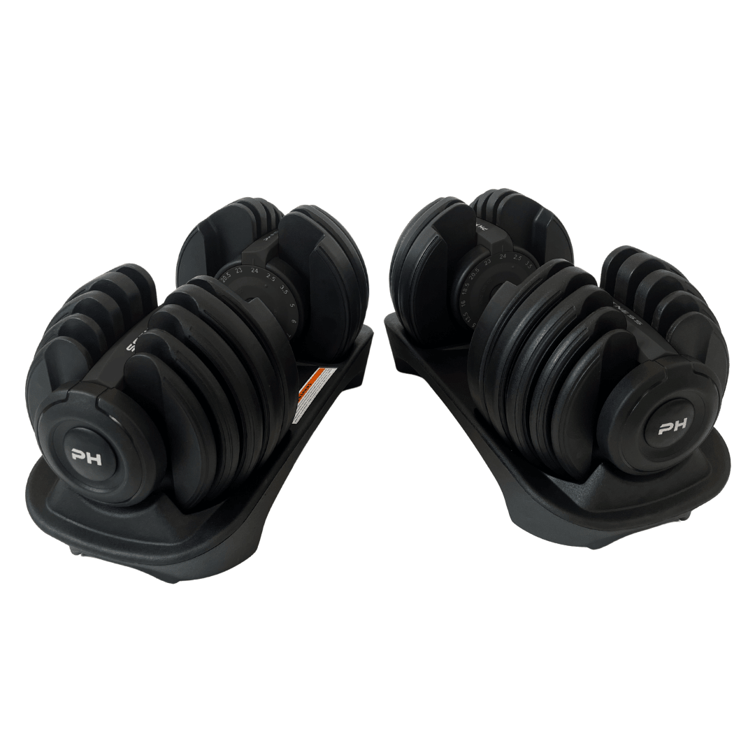 Comnox - PH Fitness - Verstelbare Dumbbells 24kg - Compact & Comfortabel - Duurzaam Staal - Gewichtinstelling tot 24kg - Standaard - Wit
