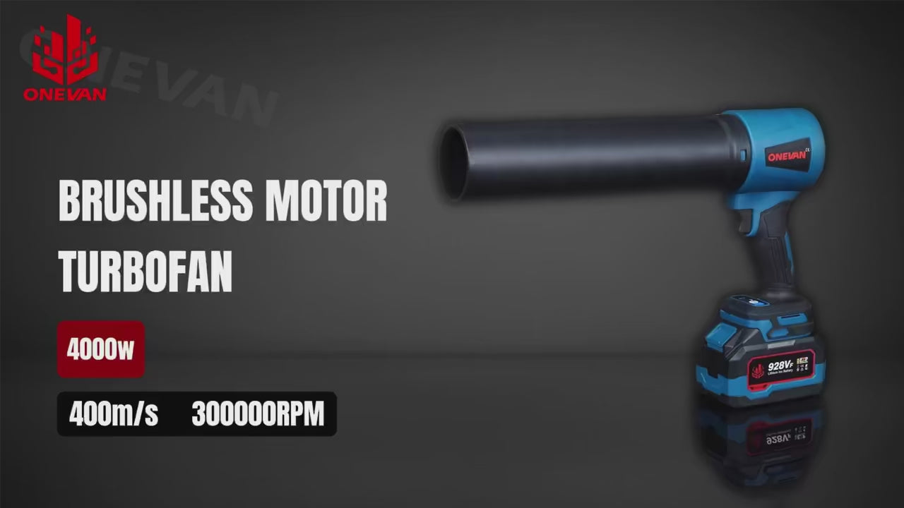 ONEVAN - Elektrische Turbo Blower Jet Fan 400 M/S 300000 RPM - Krachtige stofverwijdering - Draagbaar en veilig - 21V Li - productvideo
