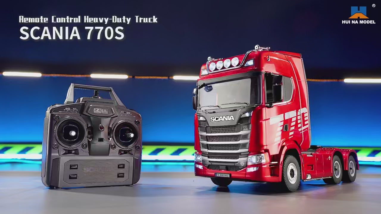 HUINA - RC Truck 1/18 19CH 770S Scania Legering Tractor 2.4G Afstandsbediening Speelgoed – Krachtig en Realistisch – Vol - productvideo