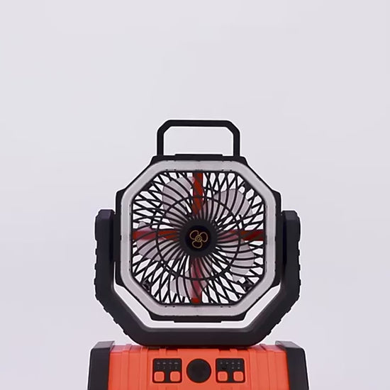 CampVentilator 20000 mAh - Koude lucht en helder licht onderweg - 12-58 uur werking - LED-licht - 4 snelheden - Comnox - productvideo