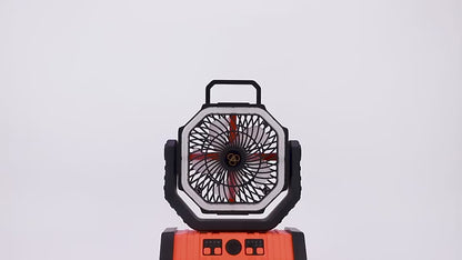 CampVentilator 20000 mAh - Koude lucht en helder licht onderweg - 12-58 uur werking - LED-licht - 4 snelheden - Comnox - productvideo