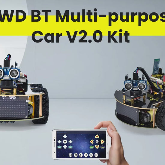 Keyestudio 4WD Multi BT Smart Car voor Arduino Kit Robot Geüpgradede V2.0 - Veelfuncties – Gebruiksvriendelijk – 5V – Bl - productvideo