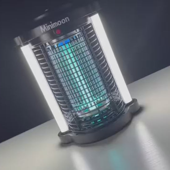 Minimoon Bug Zapper Outdoor Muggenzapper Met Dubbel Led Licht 15W | Duurzaam Roestvrijstalen Design | Veilig en Efficiën - productvideo