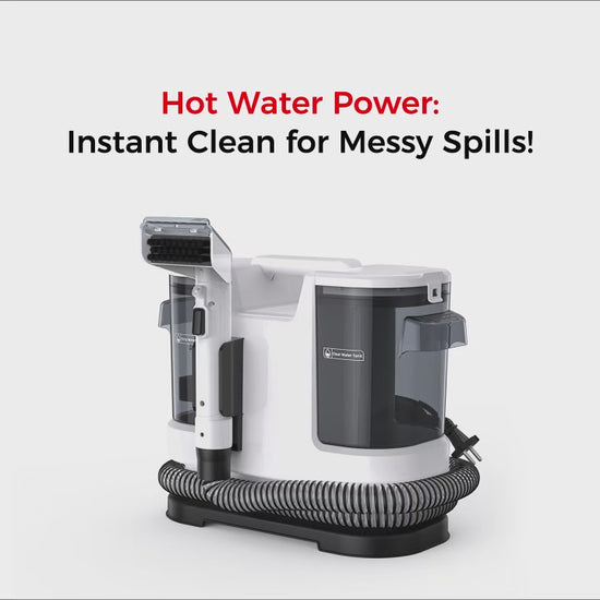 Lubluelu V8 800 W heetwatertapijtreiniger - Diepe reiniging met warm water - Sterke zuigkracht 15 kPa - 5M lange netsnoe - productvideo