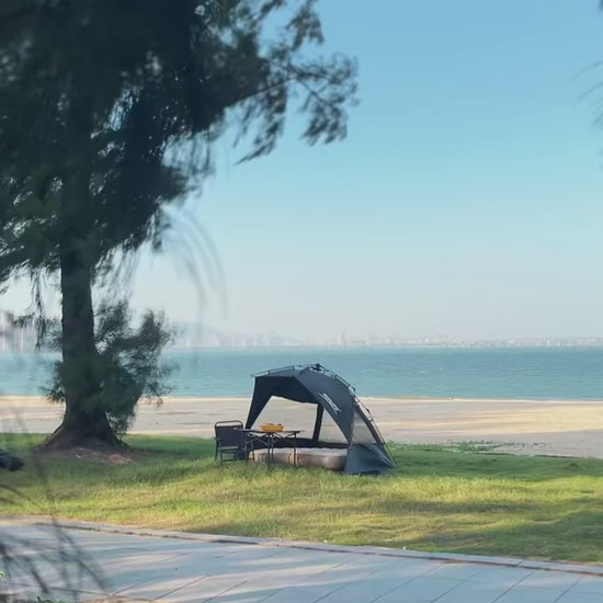Sonuto Outdoor 3‑4P One‑Touch Campingtent - Snel openen in 3 seconden - UPF60+ zonbescherming - Lichtgewicht - Extra gro - productvideo