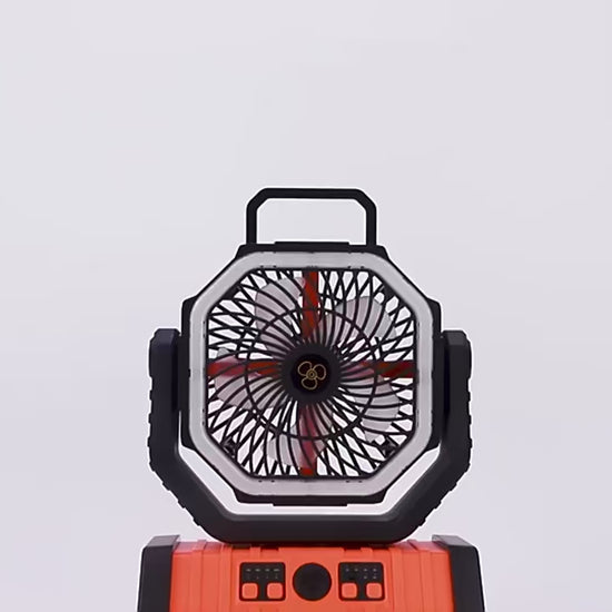 CampVentilator 20000 mAh - Koude lucht en helder licht onderweg - 12-58 uur werking - LED-licht - 4 snelheden - Comnox - productvideo 2