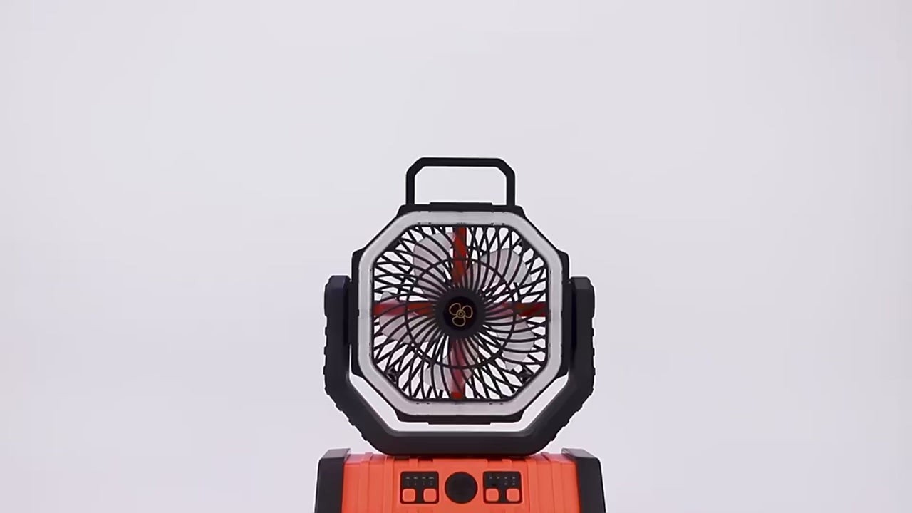 CampVentilator 20000 mAh - Koude lucht en helder licht onderweg - 12-58 uur werking - LED-licht - 4 snelheden - Comnox - productvideo 2