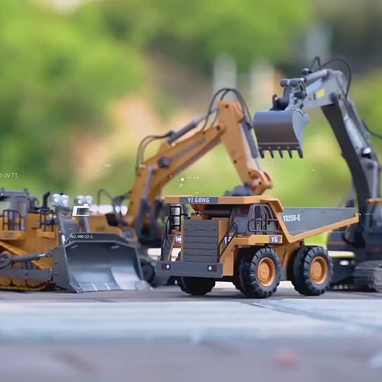 Afstandsbediening Graafmachine Bulldozer Dump Truck Rc Auto Speelgoed Elektrische Techniek 2.4G High-Tech Voertuig Model - productvideo