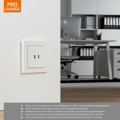 ProCharge USB-C inbouw wandcontactdoos stopcontact duo - 2 snelladers USB-C poorten - Universeel - Wit