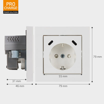 ProCharge USB-C wandcontactdoos inbouw met USB - 2 snelladers USB-C poorten - Universeel - Wit
