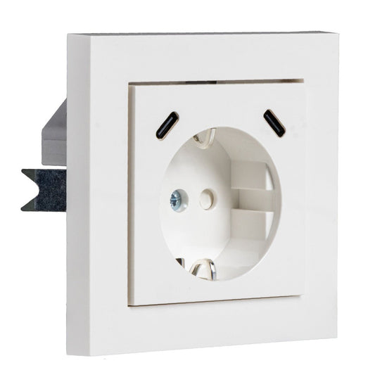 Comnox - ProCharge USB-C Stopcontact Inbouw - Meer stopcontacten én razendsnel opladen zonder adapters! - Universeel, veilig en toekomstbestendig - 80x80mm - 32mm diepte - white
