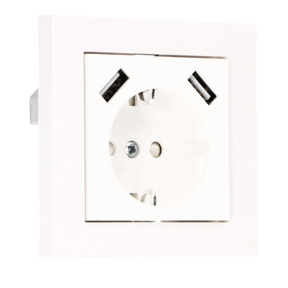 ProCharge Wandcontactdoos met 2 USB snelladers - Universeel - Wit - RAL9010