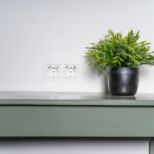 ProCharge Wandcontactdoos met 2 USB snelladers - Universeel - Wit - RAL9010