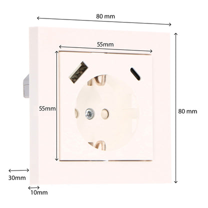 ProCharge Wandcontactdoos met USB-C en USB snelladers - Universeel - Wit - RAL9010