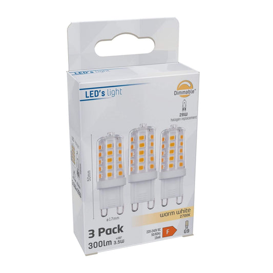 ProDim LED Steeklamp G9 - Dimbaar warm wit licht - 220-240V - 3.5W (28W) - 3 lampjes