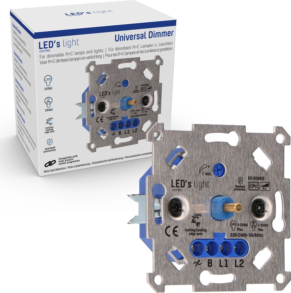 Professional Complete Dimmer voor alle dimbare (LED) lampen - Fase afsnijding aansnijding - Zwart