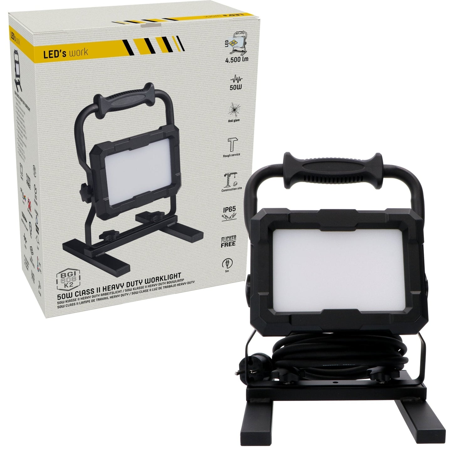 LED's Work Professionele LED Bouwlamp 4500 - Rough Service Tested - 5 meter snoer - 50W - IP65