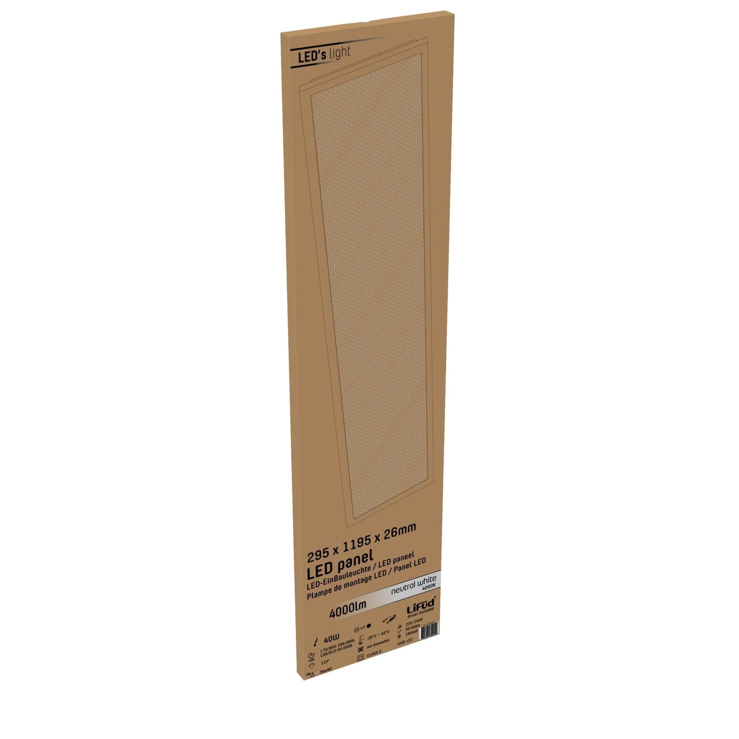 LED's Light LED Paneel 30 x 120 cm - Rechthoekig - Koel wit (4000K) - 4000 Lumen - 40W