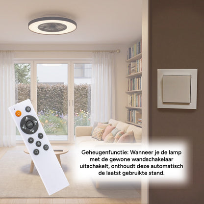 Proventa 3D Air Plafondlamp met Ventilator 60cm - Full room luchtcirculatie - Zomer & Winterstand – Licht en kleurtemperatuur instelbaar