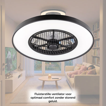 Proventa 3D Air Plafondlamp met Ventilator 60cm - Full room luchtcirculatie - Zomer & Winterstand – Licht en kleurtemperatuur instelbaar