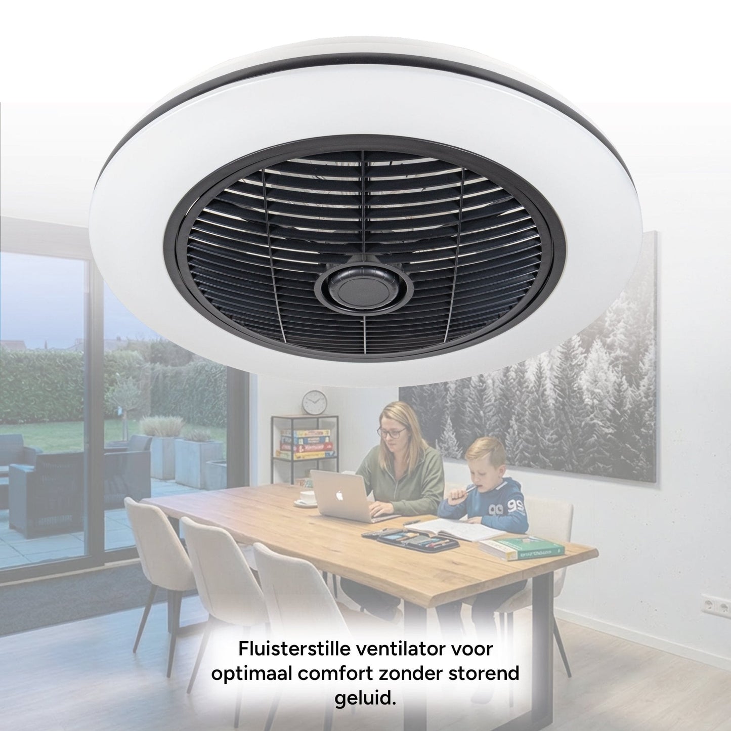Comnox - Proventa - Plafondventilator met verlichting 50 cm – Comfort & Energiezuinigheid – 2800 lumen – 45 W – Wit