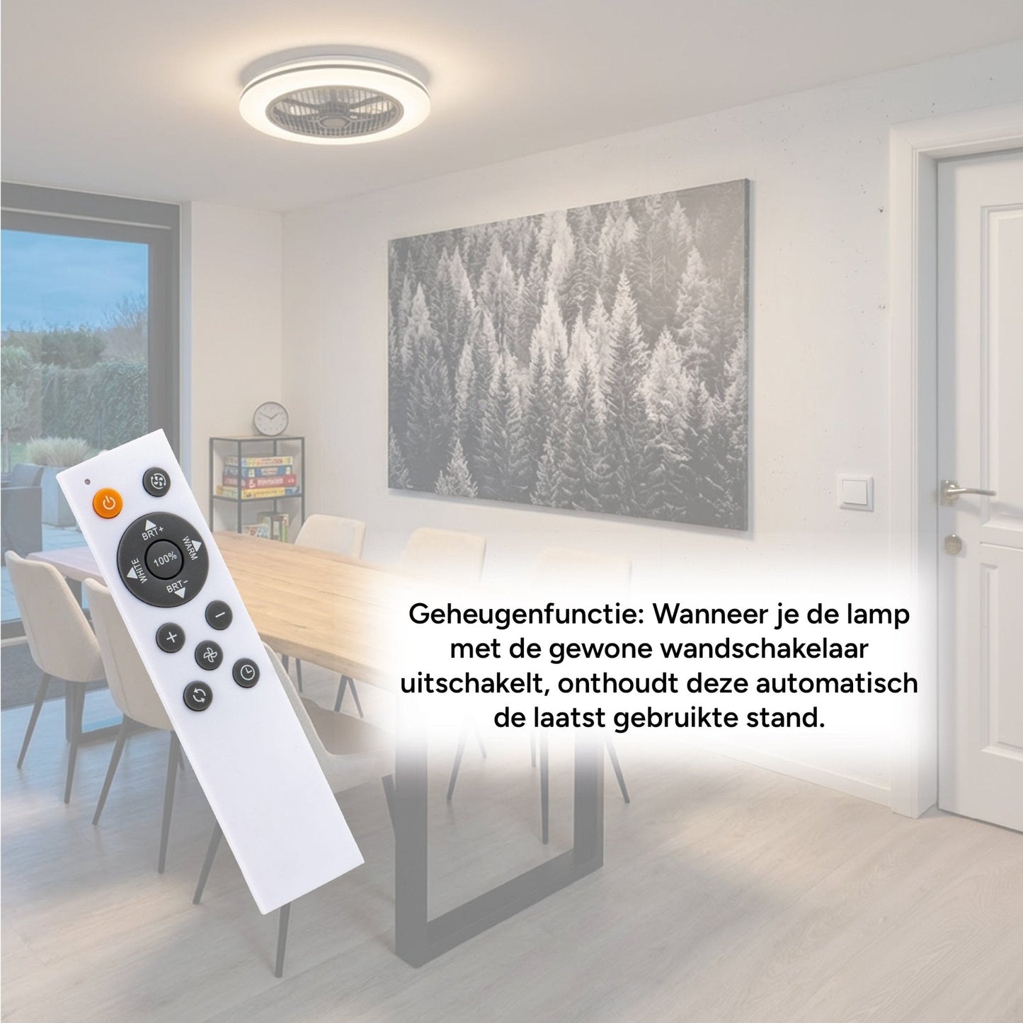 Comnox - Proventa - Plafondventilator met verlichting 50 cm – Comfort & Energiezuinigheid – 2800 lumen – 45 W – Wit