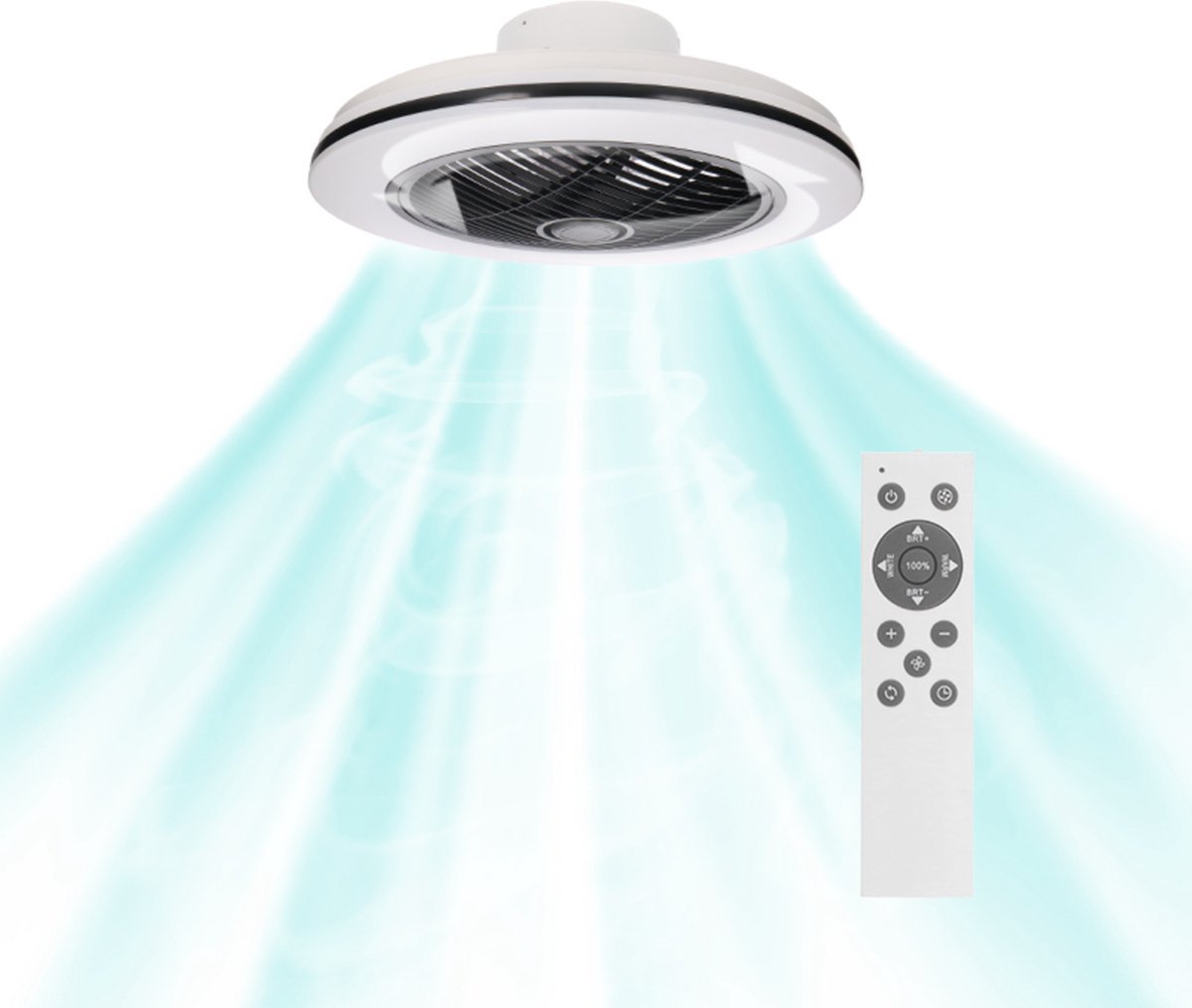 Proventa 3D Air Plafondventilator met verlichting 50 cm - Verspreidt lucht over hele kamer - Met afstandsbediening