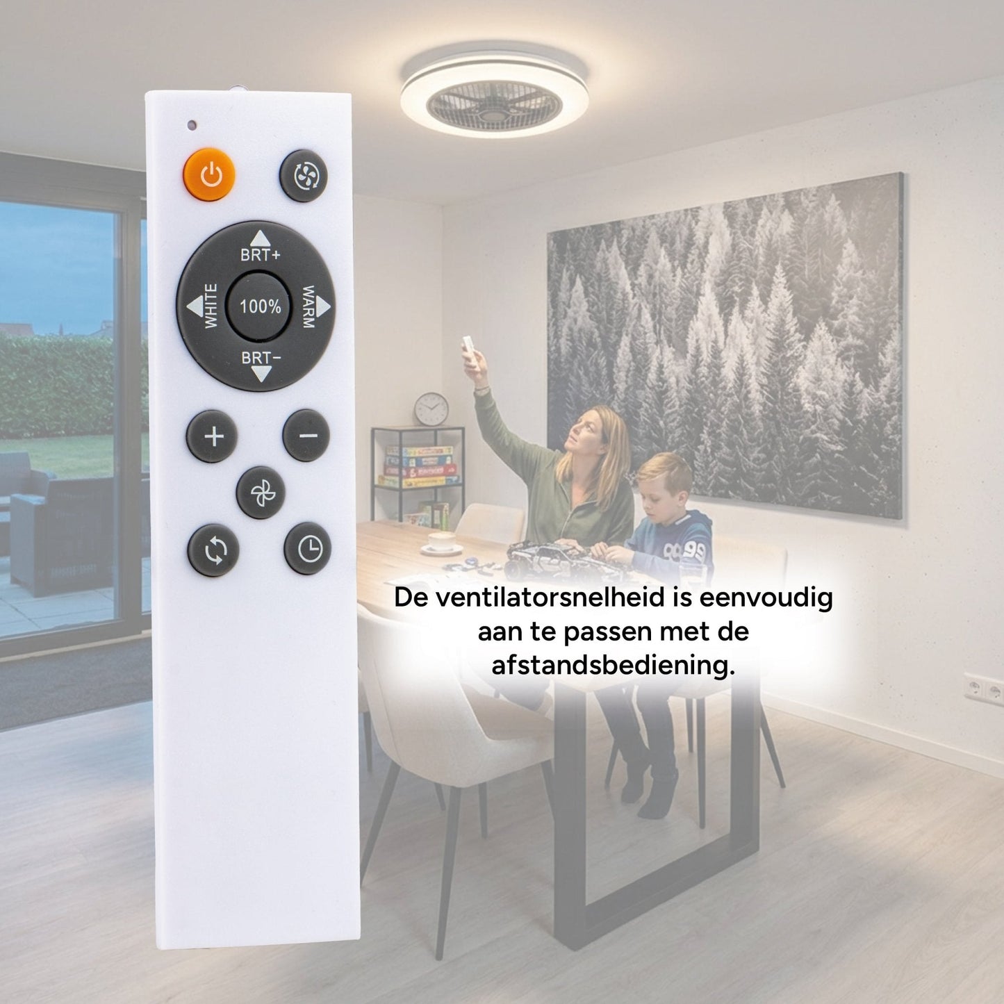 Comnox - Proventa - Plafondventilator met verlichting 50 cm – Comfort & Energiezuinigheid – 2800 lumen – 45 W – Wit
