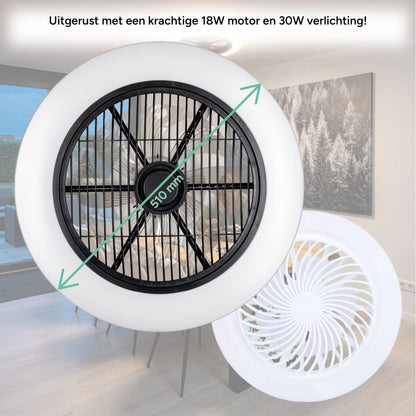 Comnox - Proventa - Plafondventilator met verlichting 50 cm – Comfort & Energiezuinigheid – 2800 lumen – 45 W – Wit
