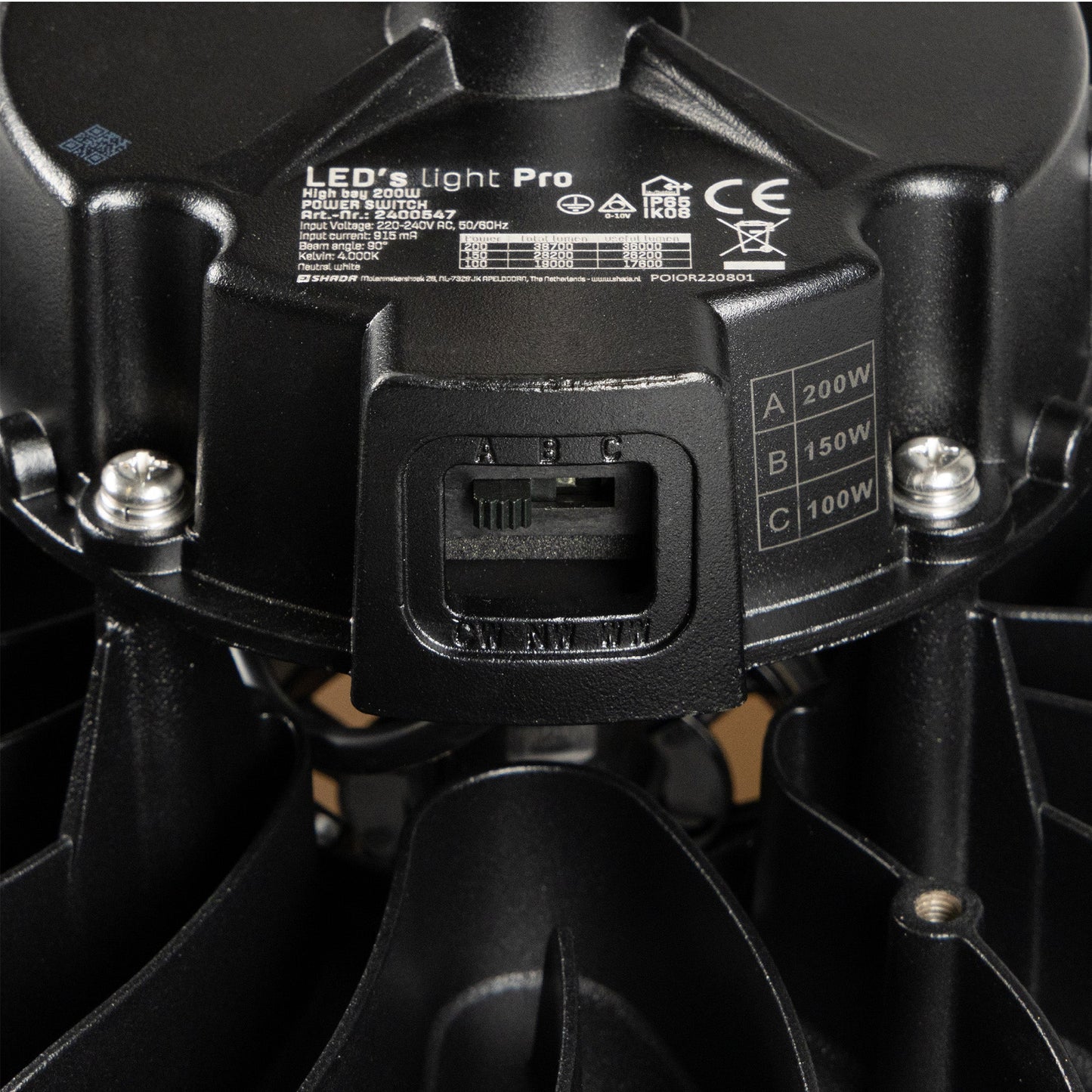 Proventa Probay LED High Bay 200W - Energielabel A - Voor hoge plafonds - 36000 lm