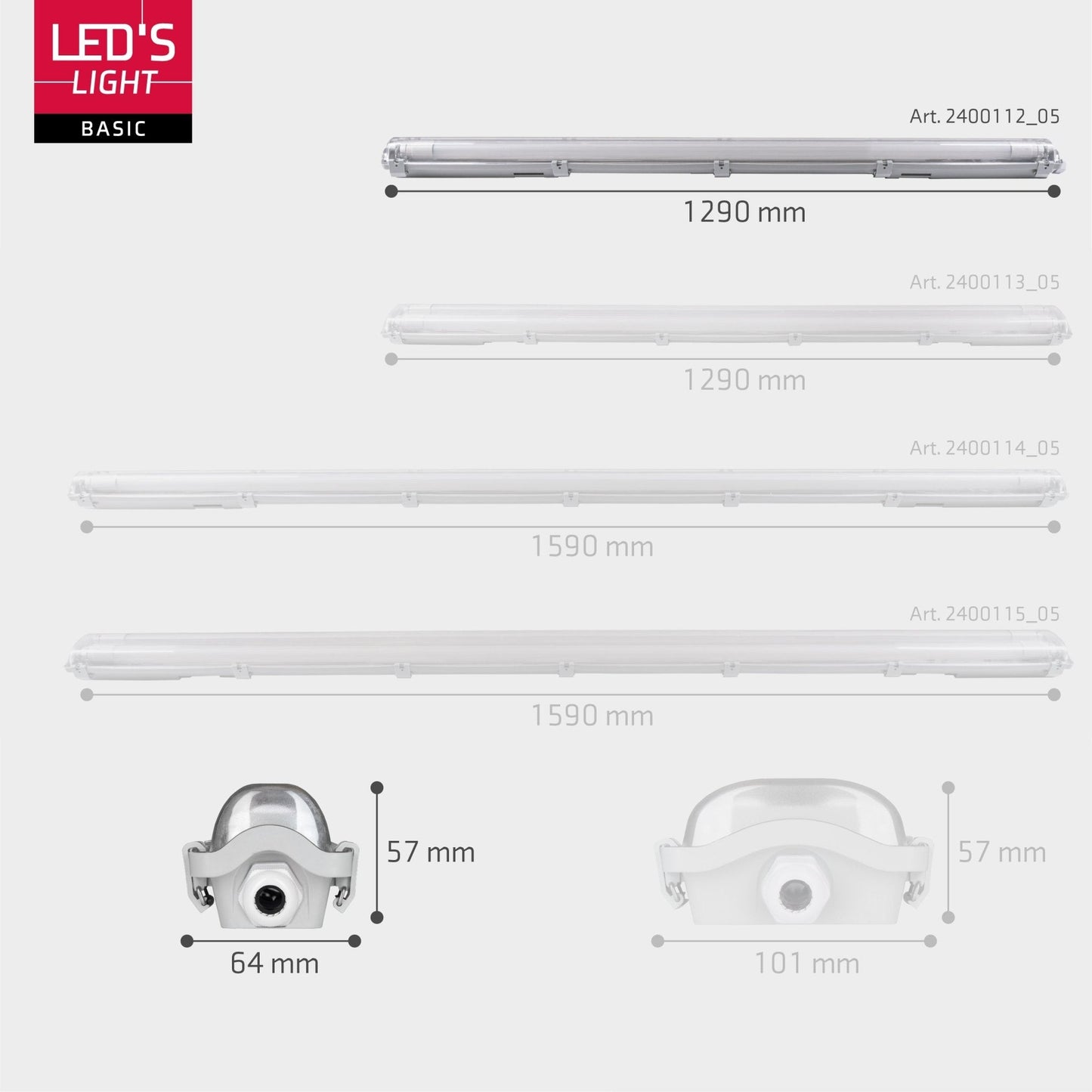 Proventa LED TL armaturen met lampen 120 cm - Koud wit licht 6500 K - Waterdicht - Complete set - 4 stuks