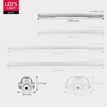 Proventa LED TL armaturen met lampen 120 cm - Koud wit licht 6500 K - Waterdicht - Complete set - 4 stuks