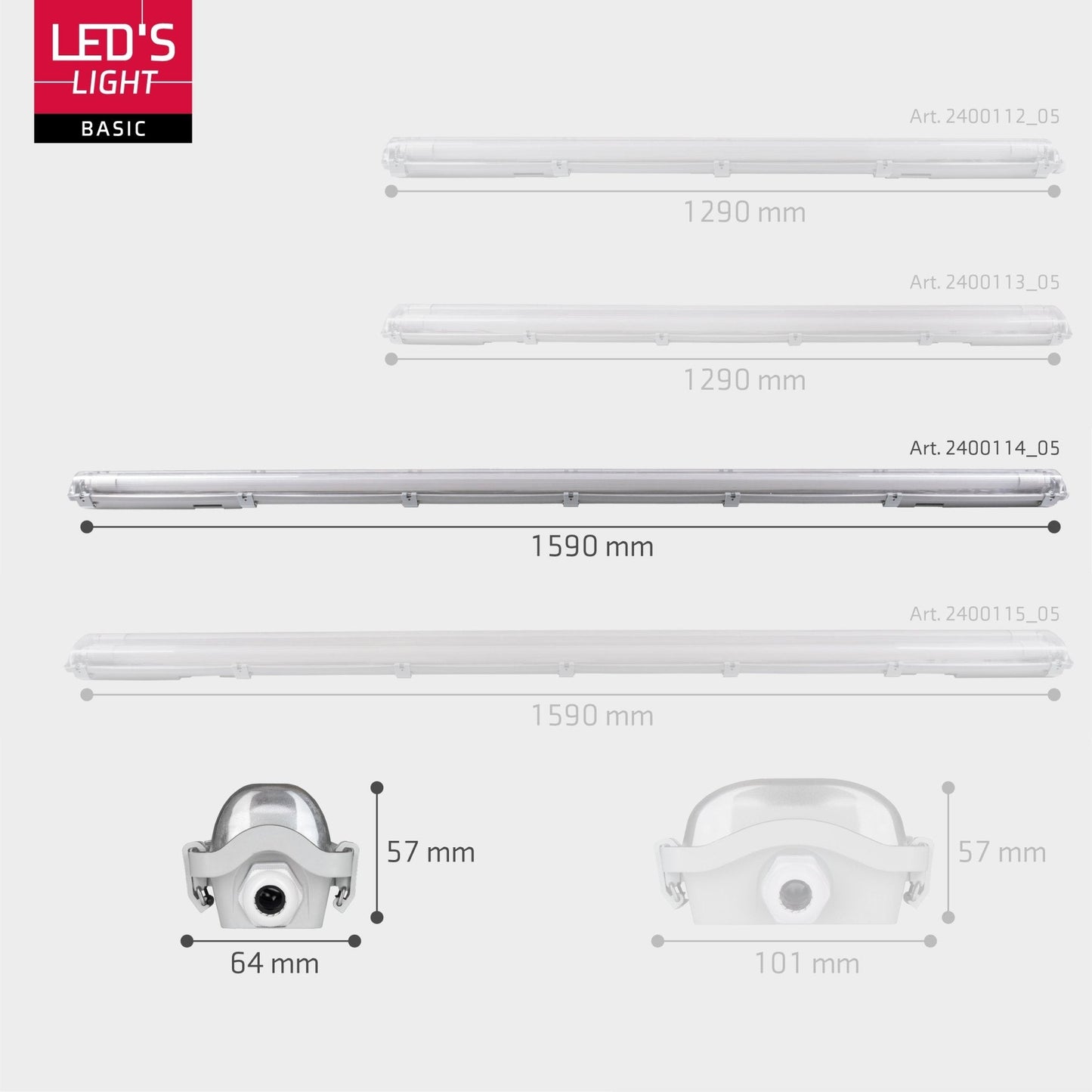 LED's Light LED TL armatuur met lamp 150 cm - Koud wit licht 6500 K - Waterdicht - Complete set