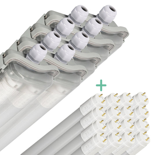 Comnox - Proventa LED TL Dubbel Armaturen 120 cm – Helder werklicht – Energiezuinig – 36W – Koud wit 6500K – 8 stuks
