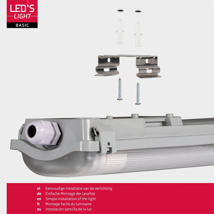 Proventa LED TL dubbel armaturen met 16 lampen 120 cm - Koud wit licht 6500 K - Voordeelverpakking - 8 stuks