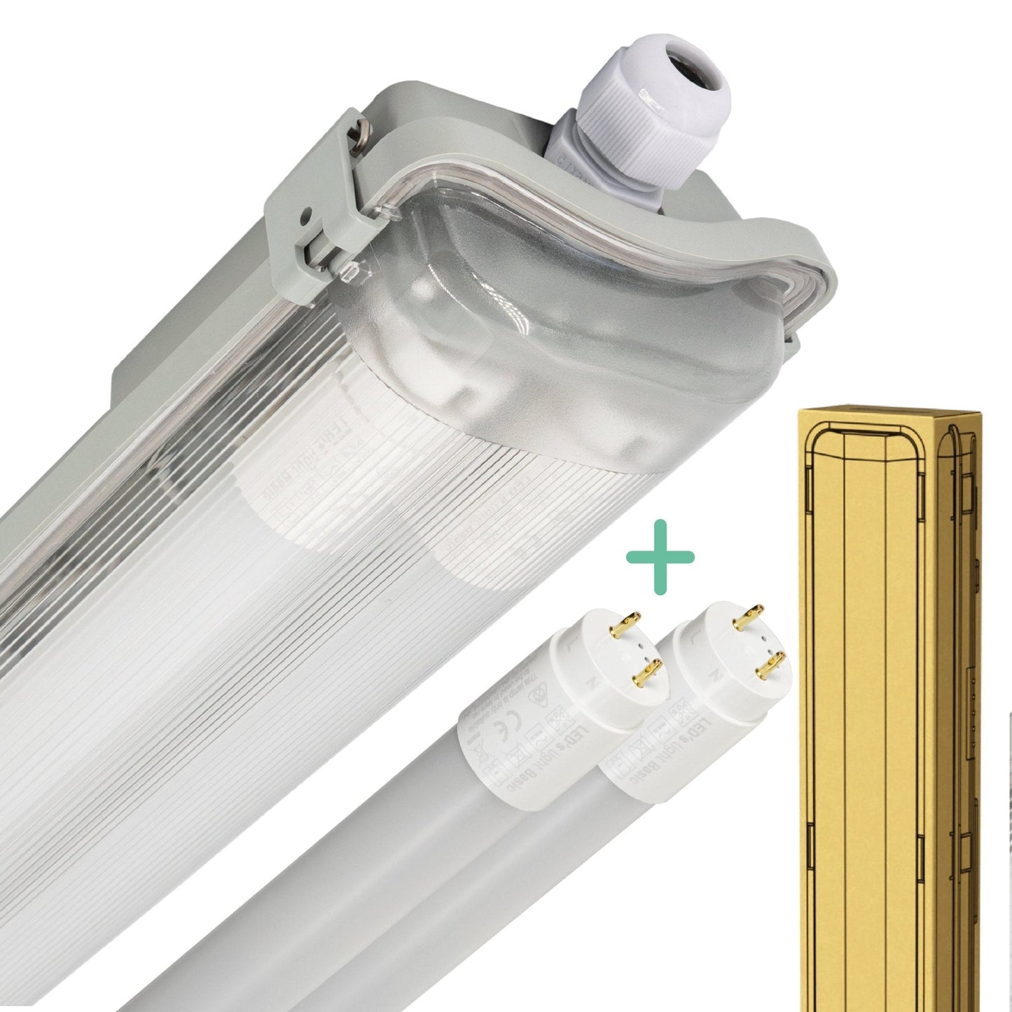 Comnox - Proventa LED TL Dubbel Armatuur 150 cm - Krachtig licht - Energiezuinig - 5760 lumen - 48 watt - 6500 K - IP65 - zwart