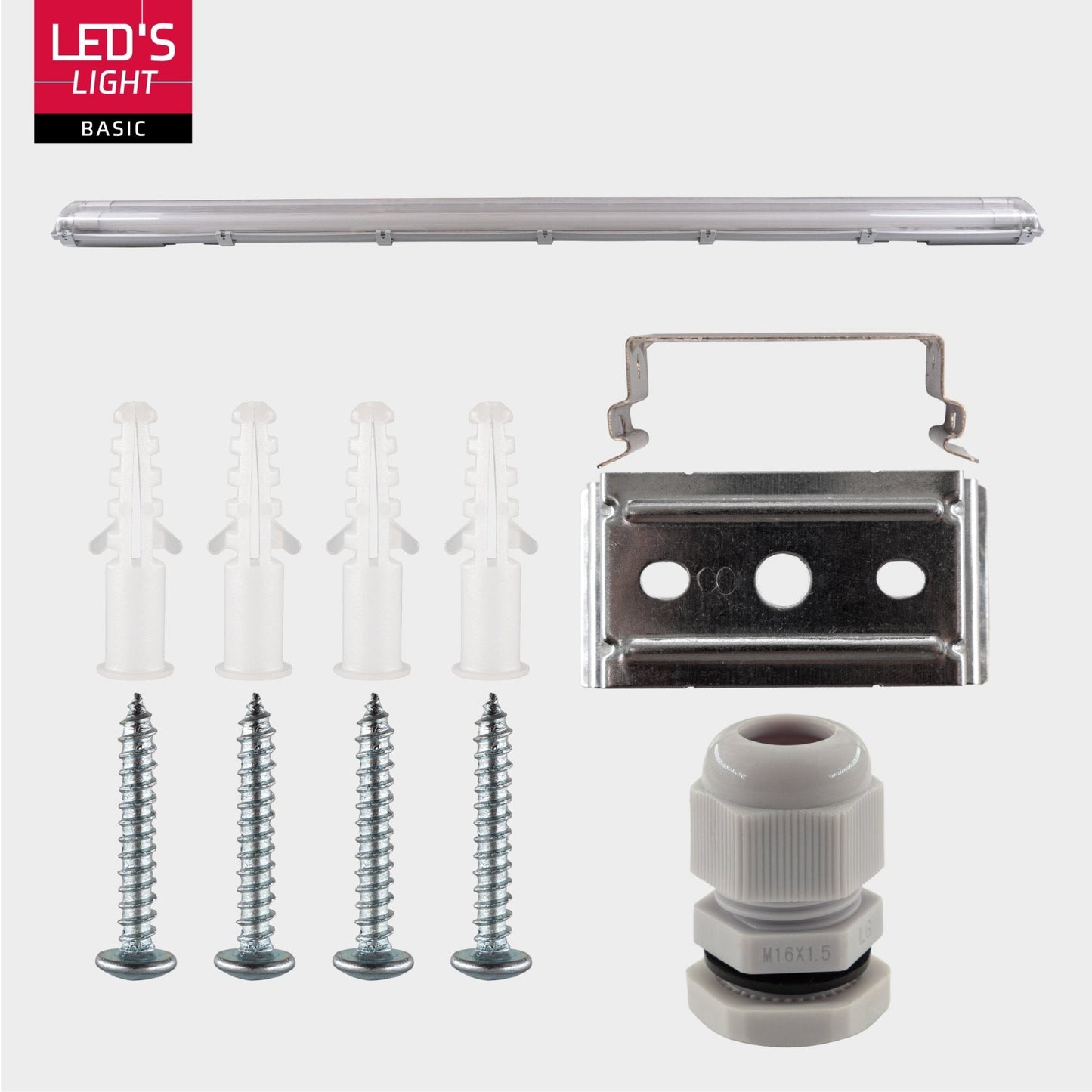 Proventa LED TL dubbel armatuur met 2 buizen 150 cm - Koud wit licht 6500 K - Waterdicht - Complete set