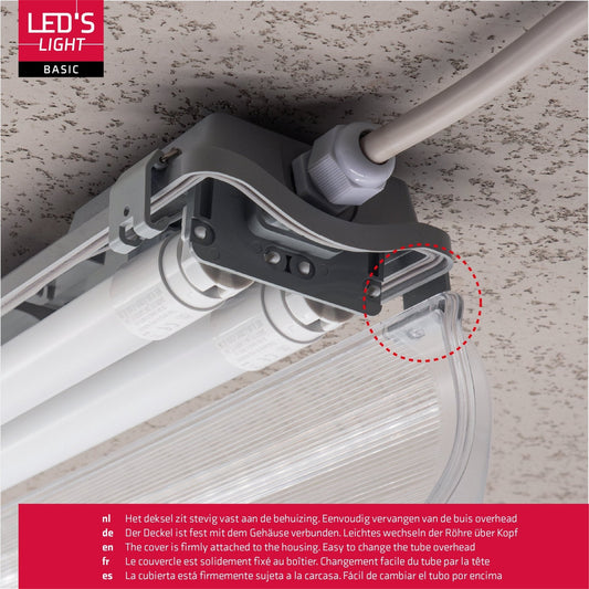 Proventa LED TL dubbel armatuur met 2 buizen 150 cm - Koud wit licht 6500 K - Waterdicht - Complete set