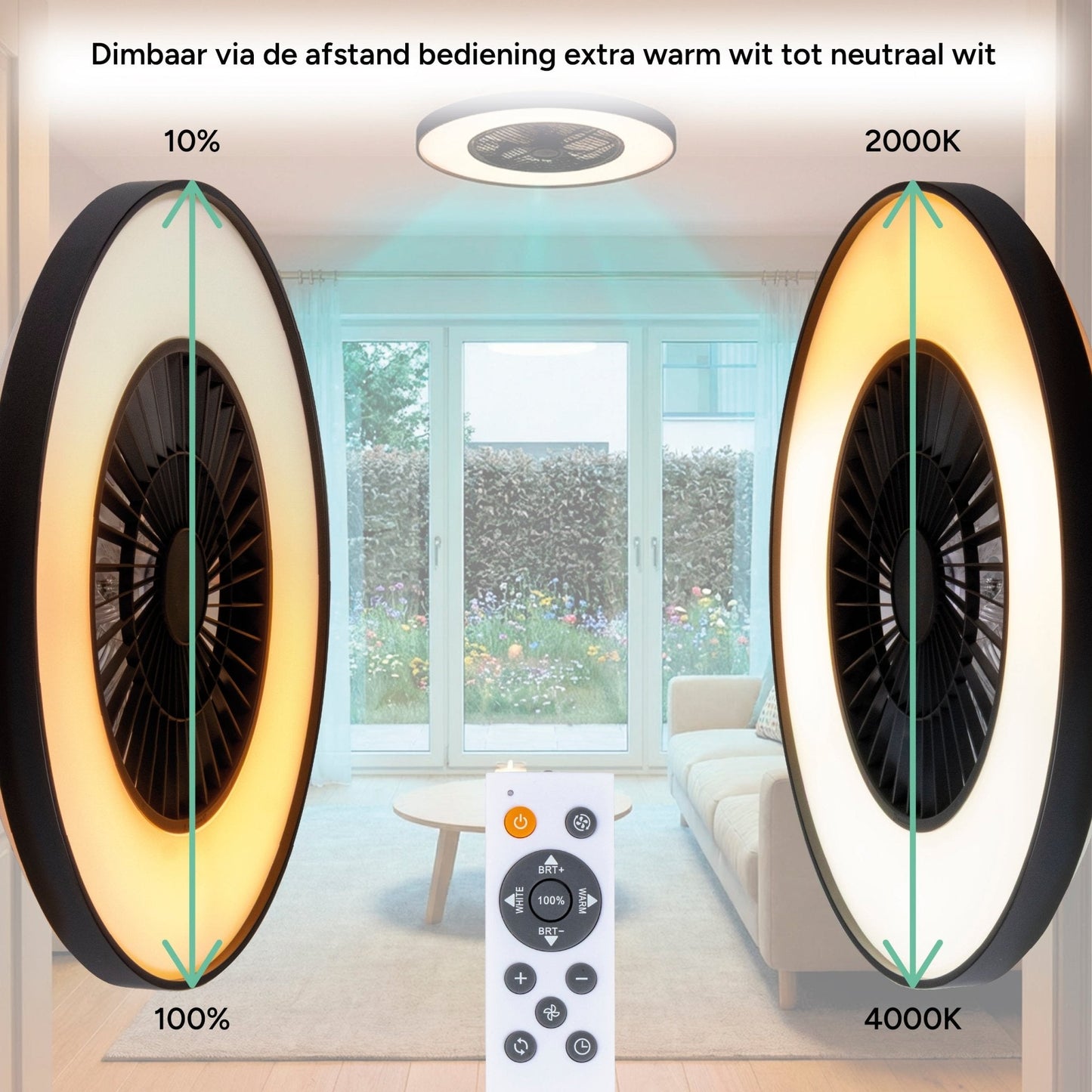 Comnox - Proventa Premium Plafondventilator - Verlichting en Koeling in één - 60 cm Zwart