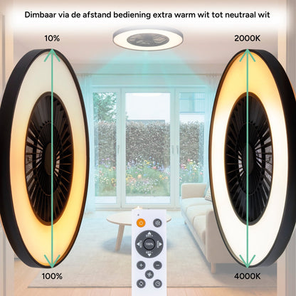 Comnox - Proventa Premium Plafondventilator - Verlichting en Koeling in één - 60 cm Zwart