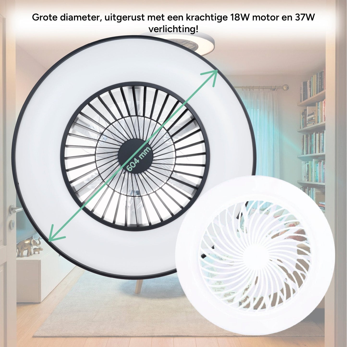 Comnox - Proventa Premium Plafondventilator - Verlichting en Koeling in één - 60 cm Zwart