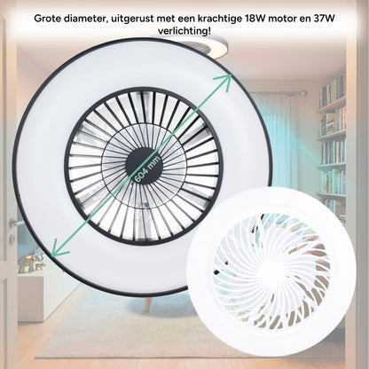 Comnox - Proventa Premium Plafondventilator - Verlichting en Koeling in één - 60 cm Zwart