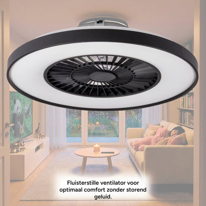 Comnox - Proventa Premium Plafondventilator - Verlichting en Koeling in één - 60 cm Zwart