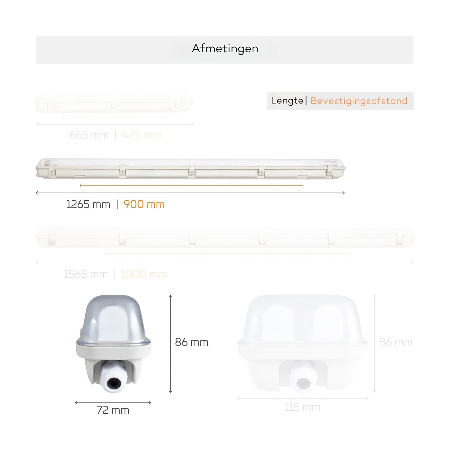 Proventa TL verlichting LED 120 cm - LED TL armatuur incl. LED buis - Waterdicht - 1800 lm