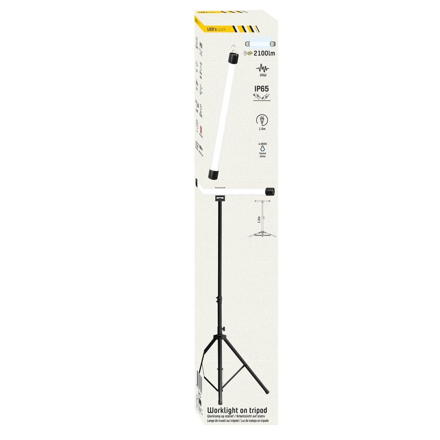 Comnox - LED's Work Bouwlamp op Statief 1500 - Verstelbaar en Lichtgewicht - 20W