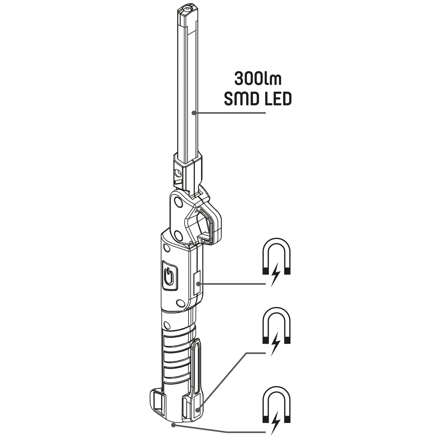 Comnox - LED's Work 300 - Oplaadbare inspectielamp - Inklapbaar met magneet