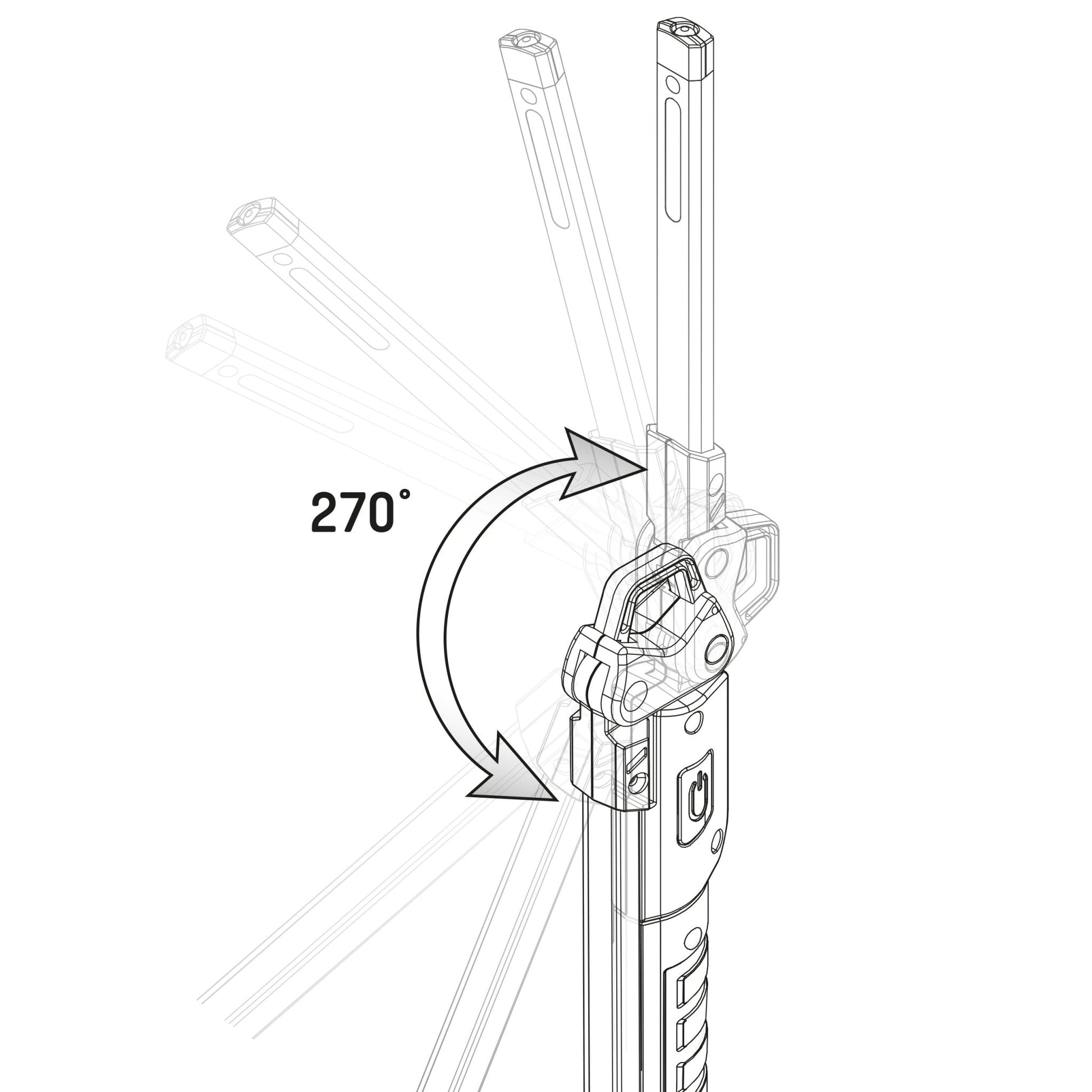 Zwarte, opvouwbare LED-lamp met gele handgreep en schakelaar, geschikt voor reparaties en werken in donkere ruimtes. Compacte, flexibele arm voor betere verlichting in kleine plekken.